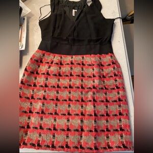 NEW Anthropologie plaid skirt dress black motif size 8 brand